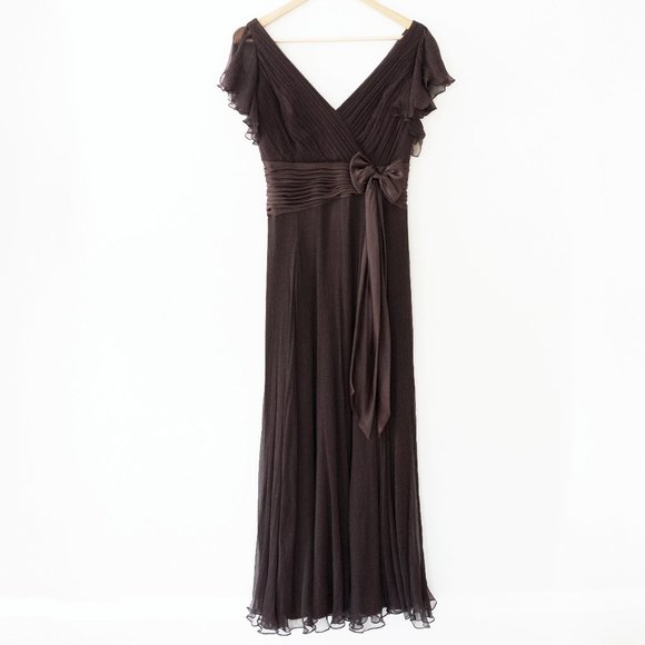 Tadashi Collection Silk Flutter Sleeve Gown